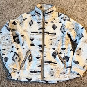 The North Face Women's Geometric Fleece Jacket - Cream and Black